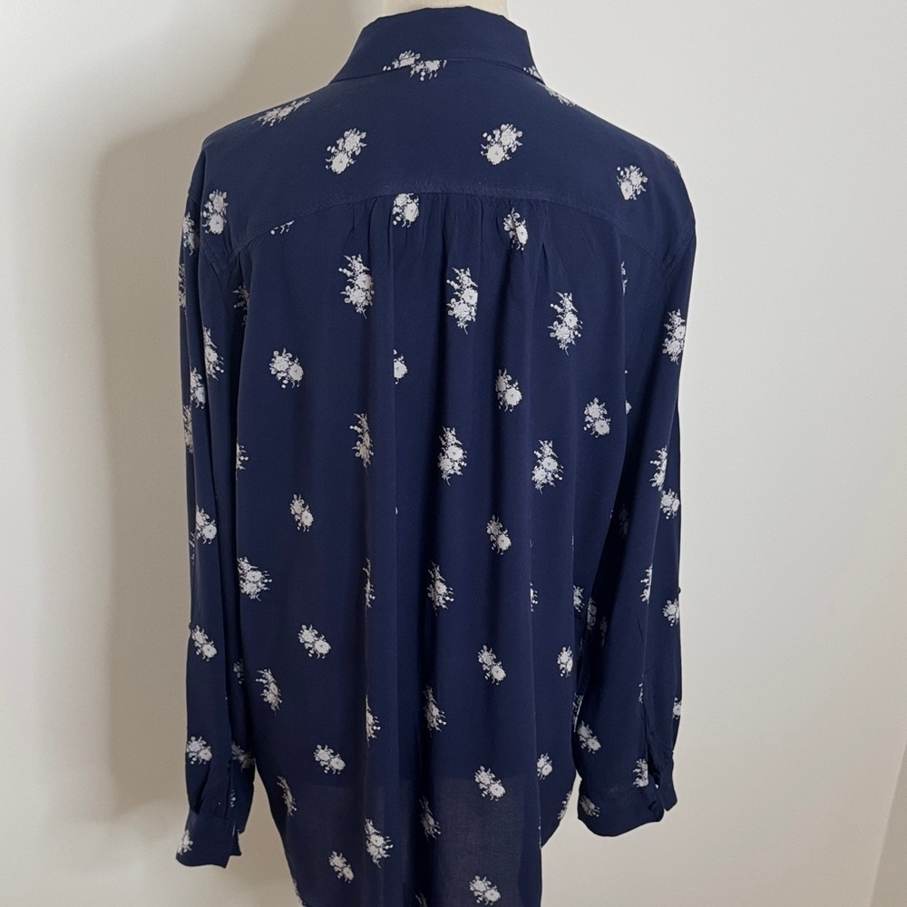 Joe Fresh Dark Blue Blouse with Light Floral Design - Picture 4 of 5